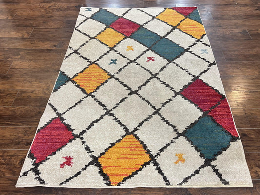 Panel Design Rug 5 x 7.6, Ivory/Beige & Multicolor - Nuvé