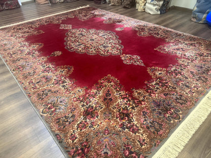 Karastan Rug 8.8 x12 Red Kirman #762, Original 700 Series, Vintage Karastan Carpet, Discontinued Karastan Rug, Karastan Wool Area Rug - Nuvé