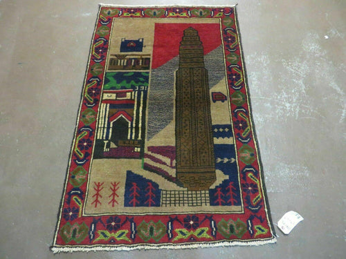 3' X 4' New Vintage Handmade Afghan Balouch Tribal Wool Pictorial Rug # 281 - Nuvé