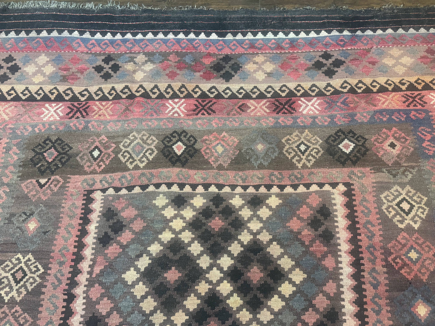 Persian Kurdish Kilim Rug 8x10, Large Flatweave Tribal Bohemian Rug, Vintage Zarand Kilim - Nuvé