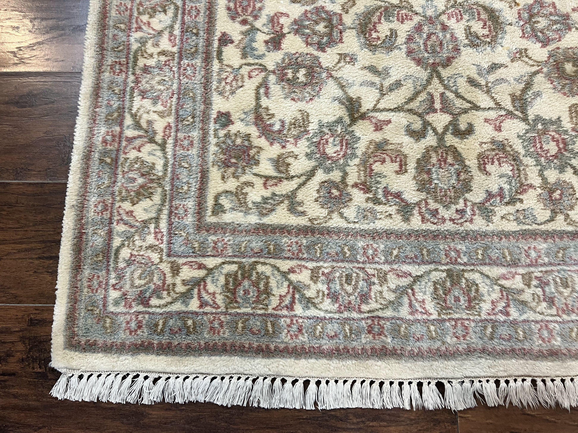 Indo Persian Rug 4x6, Vintage Handmade Wool Carpet, Floral Allover Pattern, Beige, Pair A - Nuvé