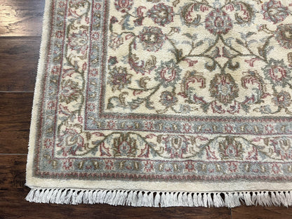 Indo Persian Rug 4x6, Vintage Handmade Wool Carpet, Floral Allover Pattern, Beige, Pair A - Nuvé