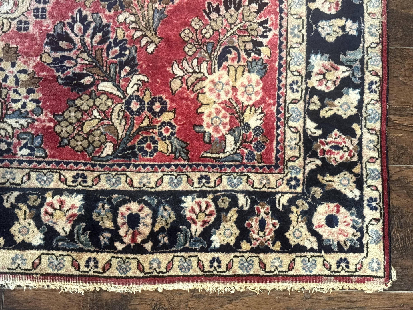 Antique Persian Sarouk Rug 4x7, Floral, Red 1920s Persian Wool Carpet - Nuvé