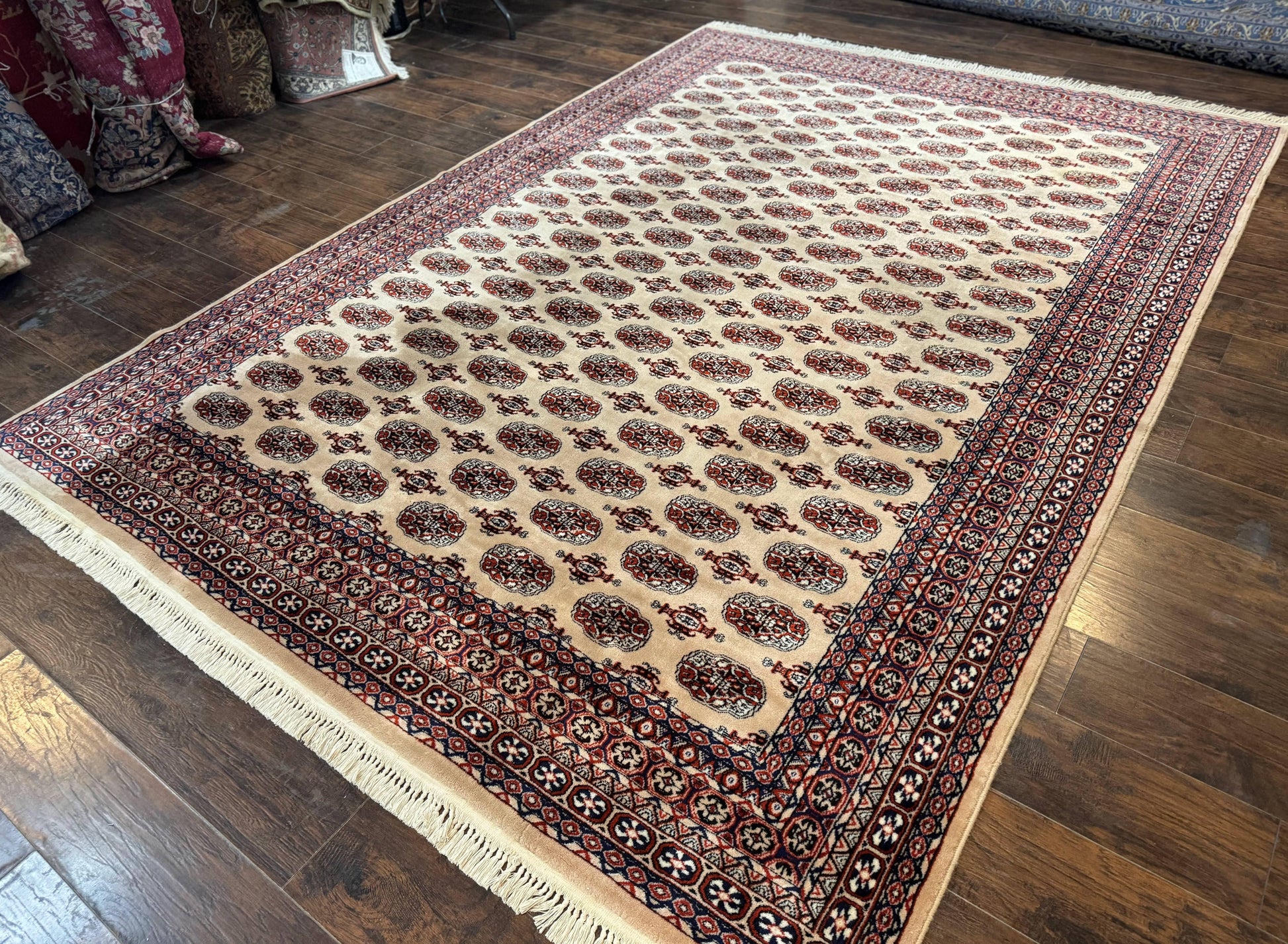 Karastan Rug 8.2 x 11.6 Beige Bokhara, Wool Pile, Vintage Discontinued Karastan Area Rug, Belgium Power Loomed Rug - Nuvé