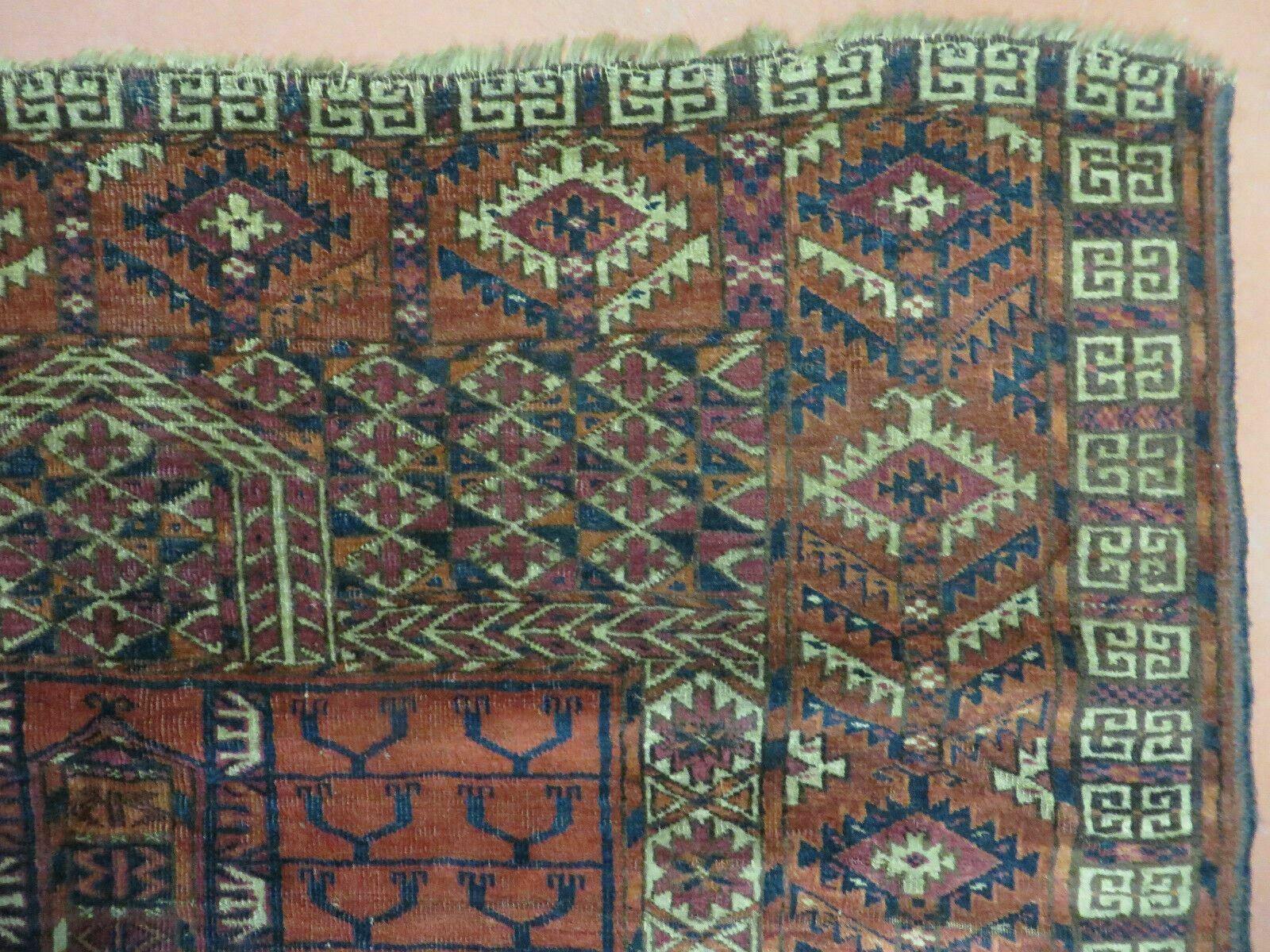 Antique Turkoman Ensi Wool Rug 4x5 - Nuvé