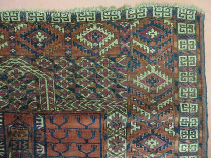 Antique Turkoman Ensi Wool Rug 4x5 - Nuvé
