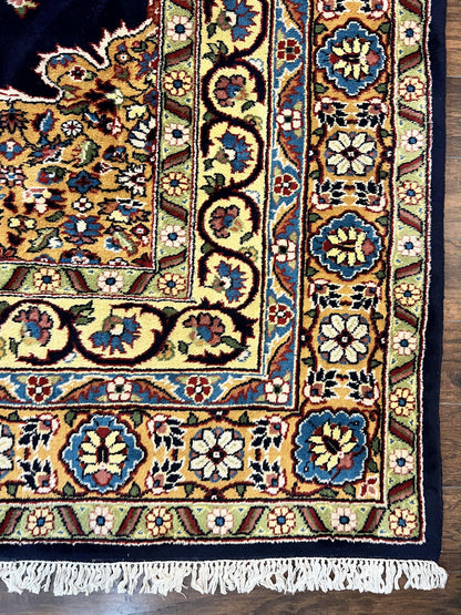 Indo Persian Rug 12x15, Mahal Sarouk Rug 12 x 15, Wool Hand Knotted Vintage Carpet, Navy Blue, Oversized Rug, Center Medallion - Nuvé