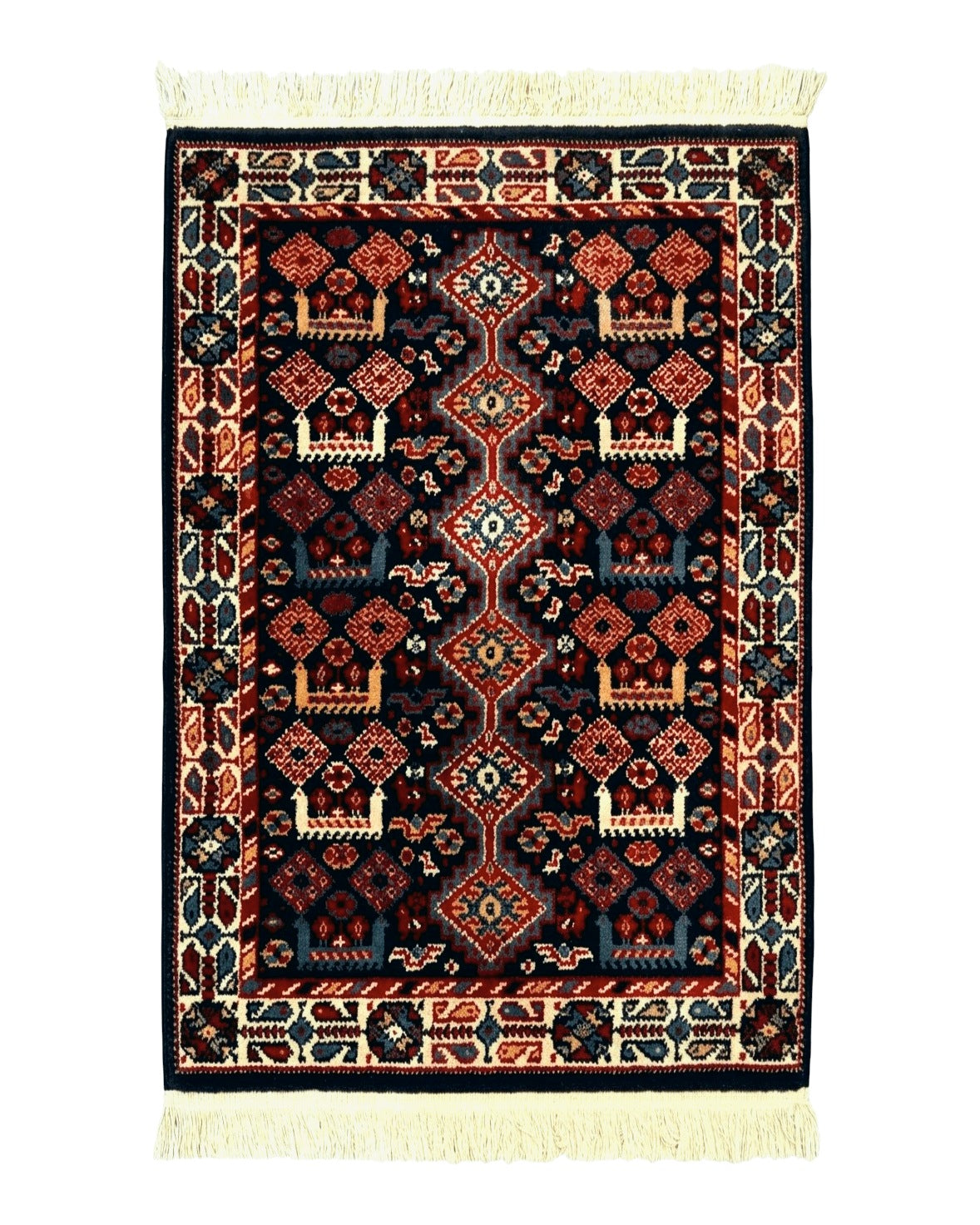 Small Karastan Rug 3x4, Yuruk Collection, Wool, Tribal, Geometric, Navy Blue