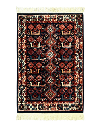 Small Karastan Rug 3x4, Yuruk Collection, Wool, Tribal, Geometric, Navy Blue