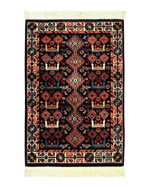 Small Karastan Rug 3x4, Yuruk Collection, Wool, Tribal, Geometric, Navy Blue
