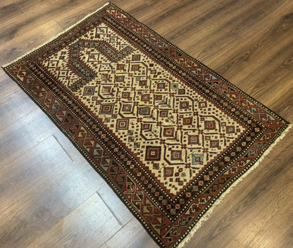 Antique Caucasian Shirvan Rug 3x5, Dagestan Prayer Rug, Collectible, Early 20th Century Rug - Nuvé