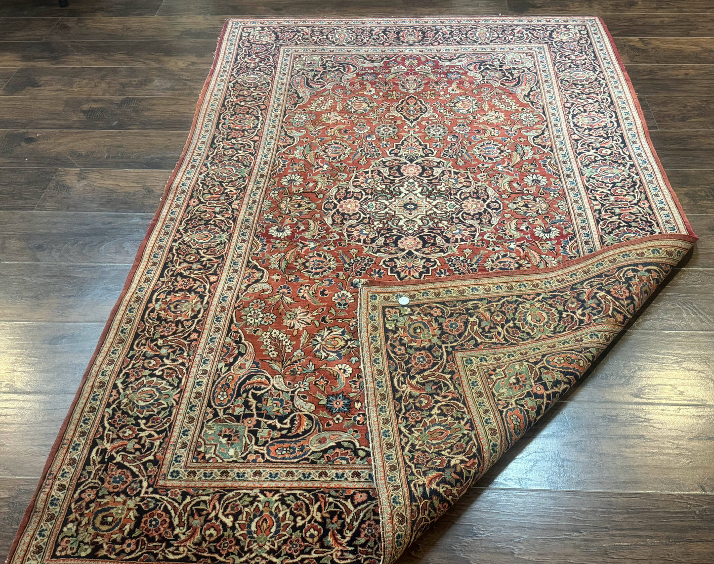 Persian Kashan Rug 4x7, Red, Floral Medallion, Vintage, Wool - Nuvé