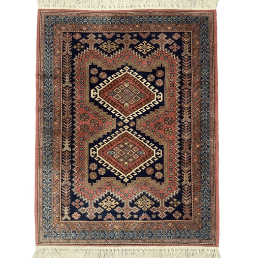 5x7 Persian Tribal Design Rug, Wool, Geometric Medallions, Vintage, Power Loomed
