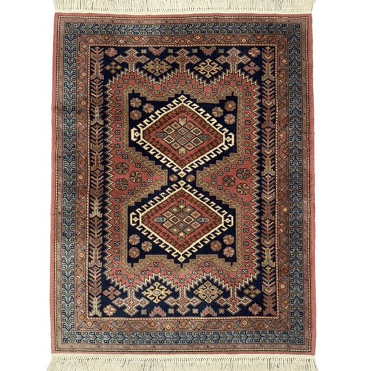 5x7 Persian Tribal Design Rug, Wool, Geometric Medallions, Vintage, Power Loomed