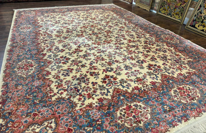 Karastan Rug 8.8 x 12 Ivory Kirman #788, Original 700 Series, Wool Karastan Carpet, Karastan Area Rug, Vintage Karastan, Living Room Rug