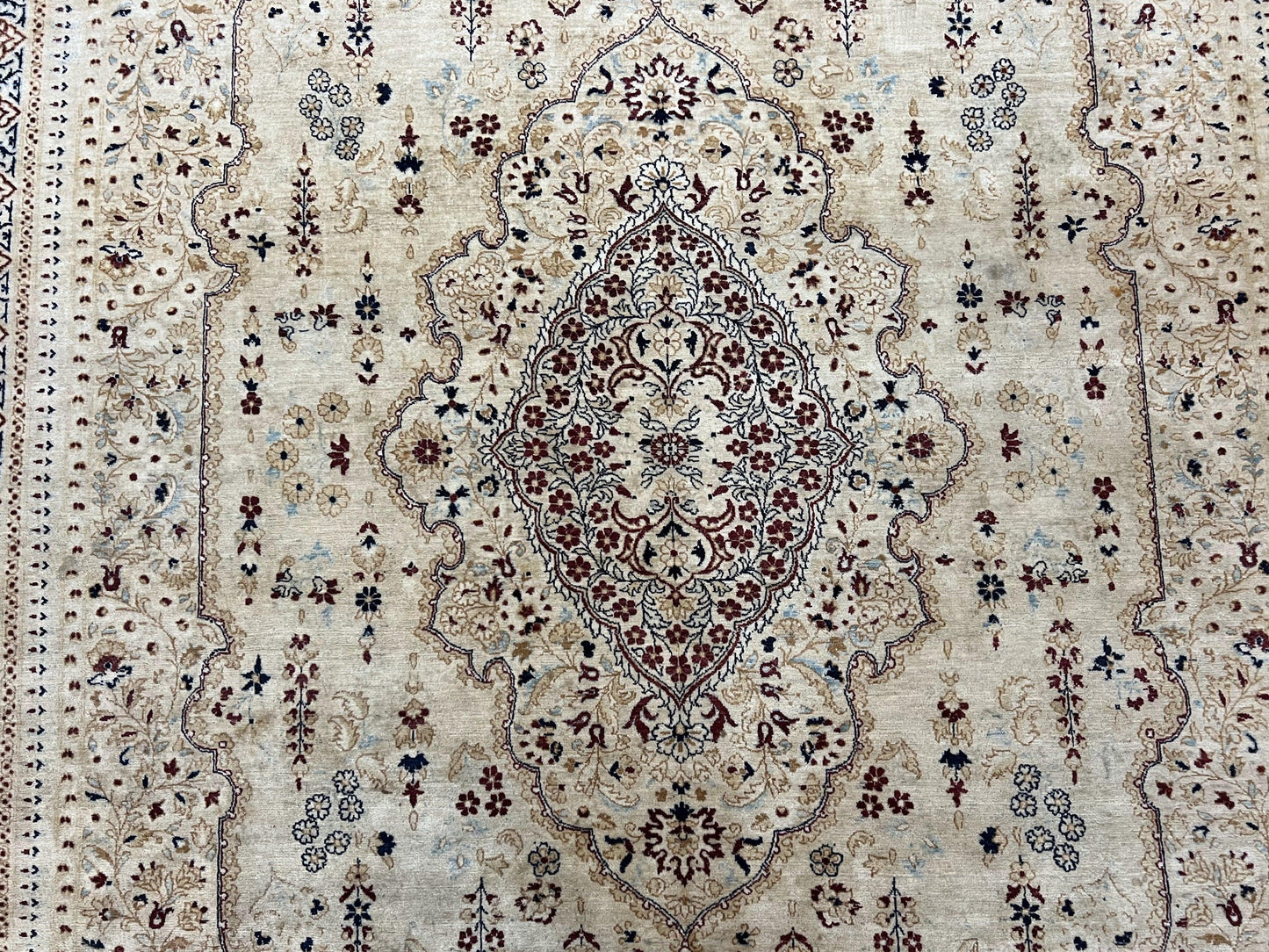 Pak Persian Rug 9x11, Very Fine Hand Knotted Oriental Carpet, Haji Jalili Design, Ivory/Cream, Wool Handmade Room Sized Rug 9 x 11 ft, Nice - Nuvé