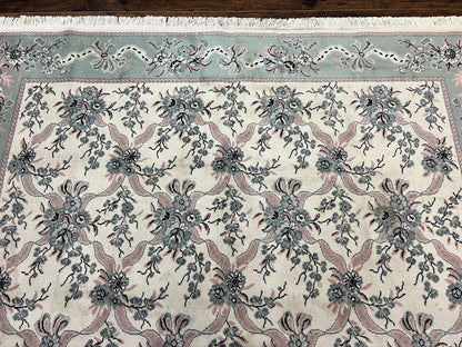 Belgium Power Loomed Rug 8x11, Ivory and Green, Wool Carpet, Floral - Nuvé