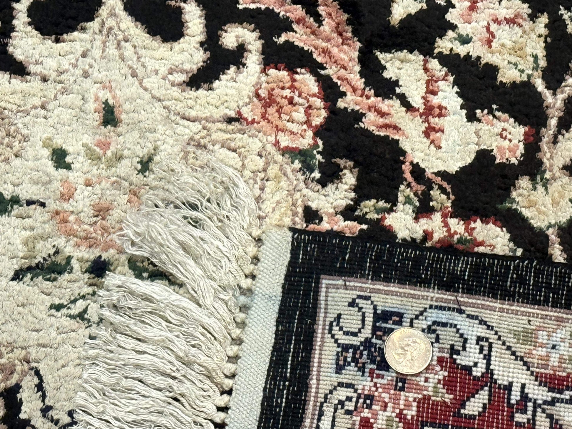 Indian Kashmiri Silk Rug, Floral Medallion, Vintage Hand Knotted Carpet - Nuvé