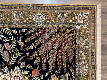 Persian Qum Pictorial Rug 4.8 x 6.5 - Layla & Majnun, Birds - Nuvé