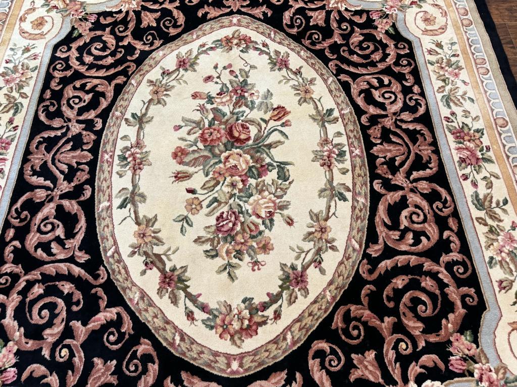 Aubusson Rug 8x10, Floral, Wool Pile, Elegant, European Design, Handmade, Fine - Nuvé