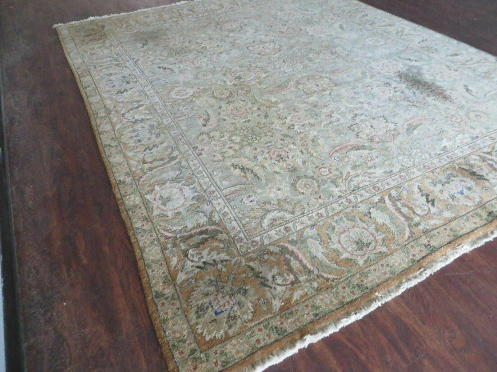 8' X 10' Vintage Handmade India Floral Oriental Top Quality Jaipur Tea Wash - Nuvé