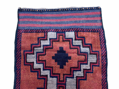 3X5 Vintage Handmade Tribal Wool Rug Balouchi Rug Afghan Rug Red 2' 8" X 4' 8"