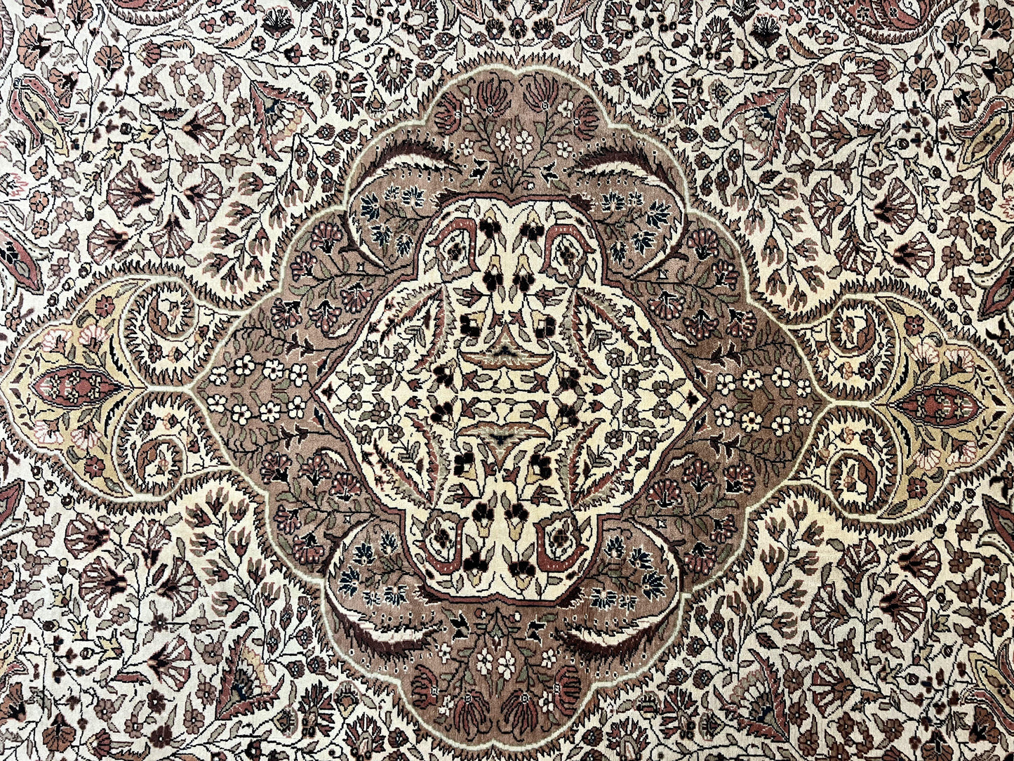 Turkish Sivas Rug 9x12, Handmade Vintage Wool Carpet, Cream Ivory - Nuvé