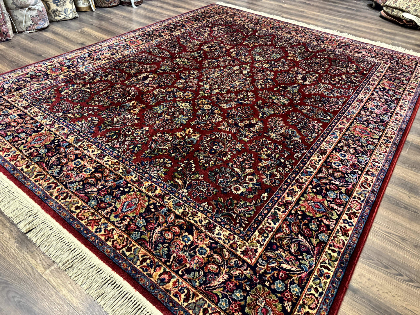 8.8 x 10.6 Karastan Red Sarouk Rug #785, Wool Pile Original 700 Series - Nuvé