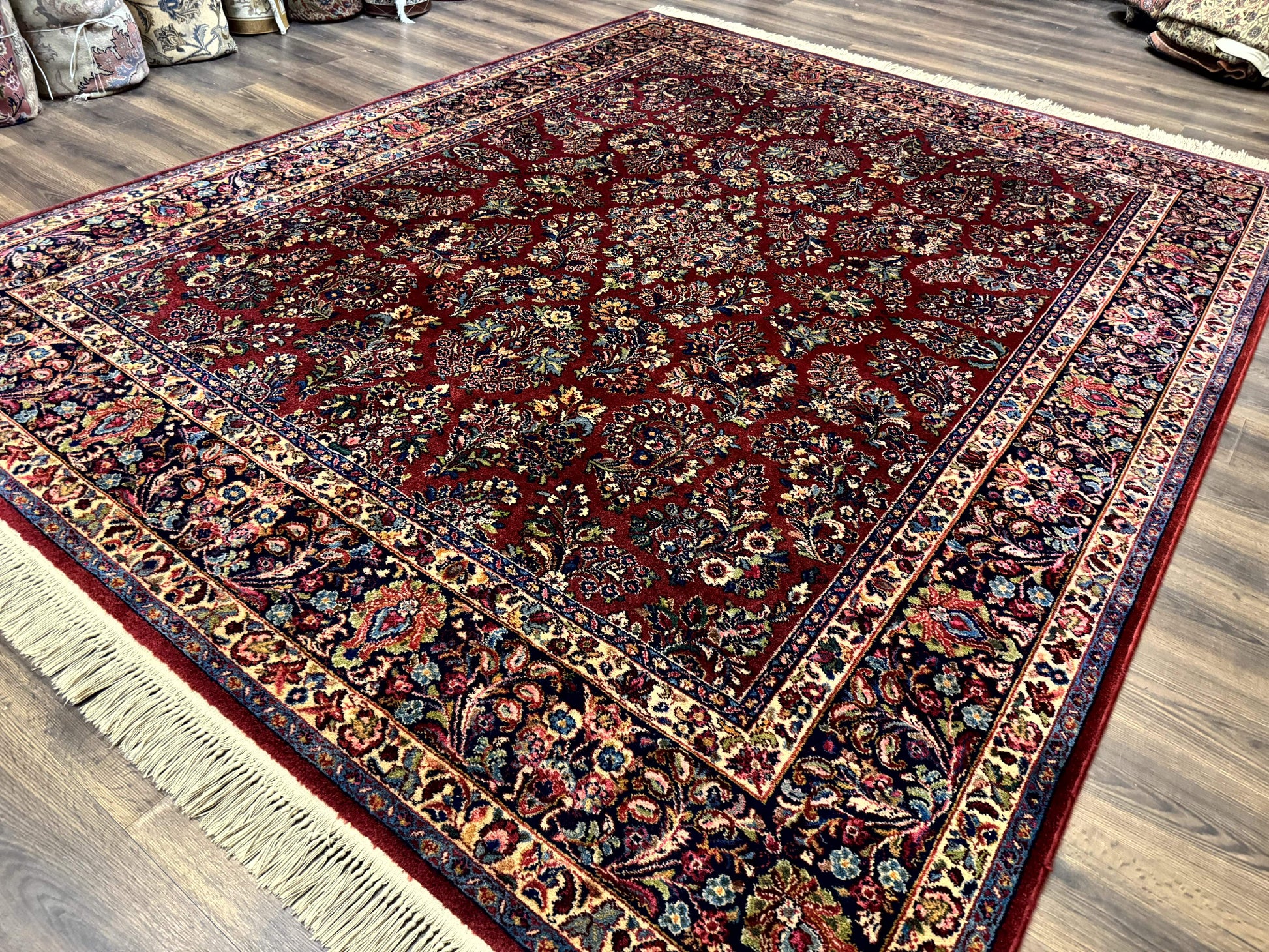 8.8 x 10.6 Karastan Red Sarouk Rug #785, Wool Pile Original 700 Series - Nuvé