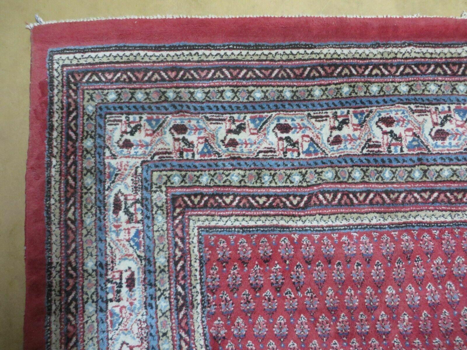 7' X 9' Vintage India Oriental Paisley Handmade Wool Rug Red Vegetable Dyes - Nuvé