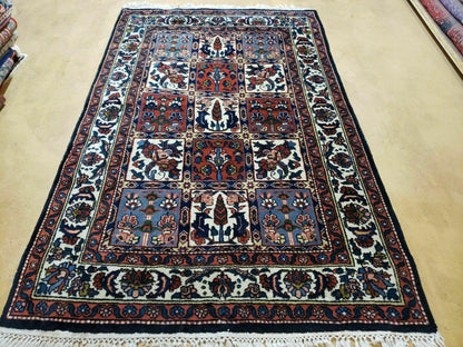 4' X 6' Vintage Handmade Indian Panel Design Wool Rug Veg Dyes - Nuvé