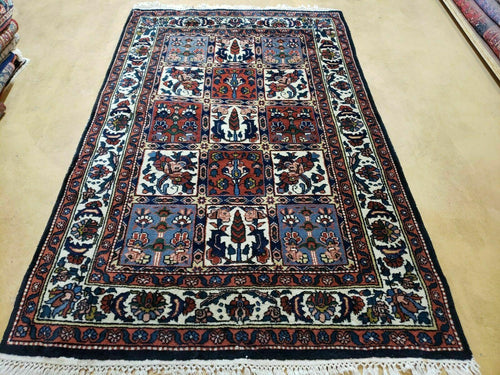 4' X 6' Vintage Handmade Indian Panel Design Wool Rug Veg Dyes - Nuvé