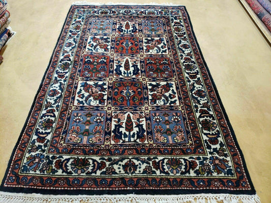 4' X 6' Vintage Handmade Indian Panel Design Wool Rug Veg Dyes - Nuvé