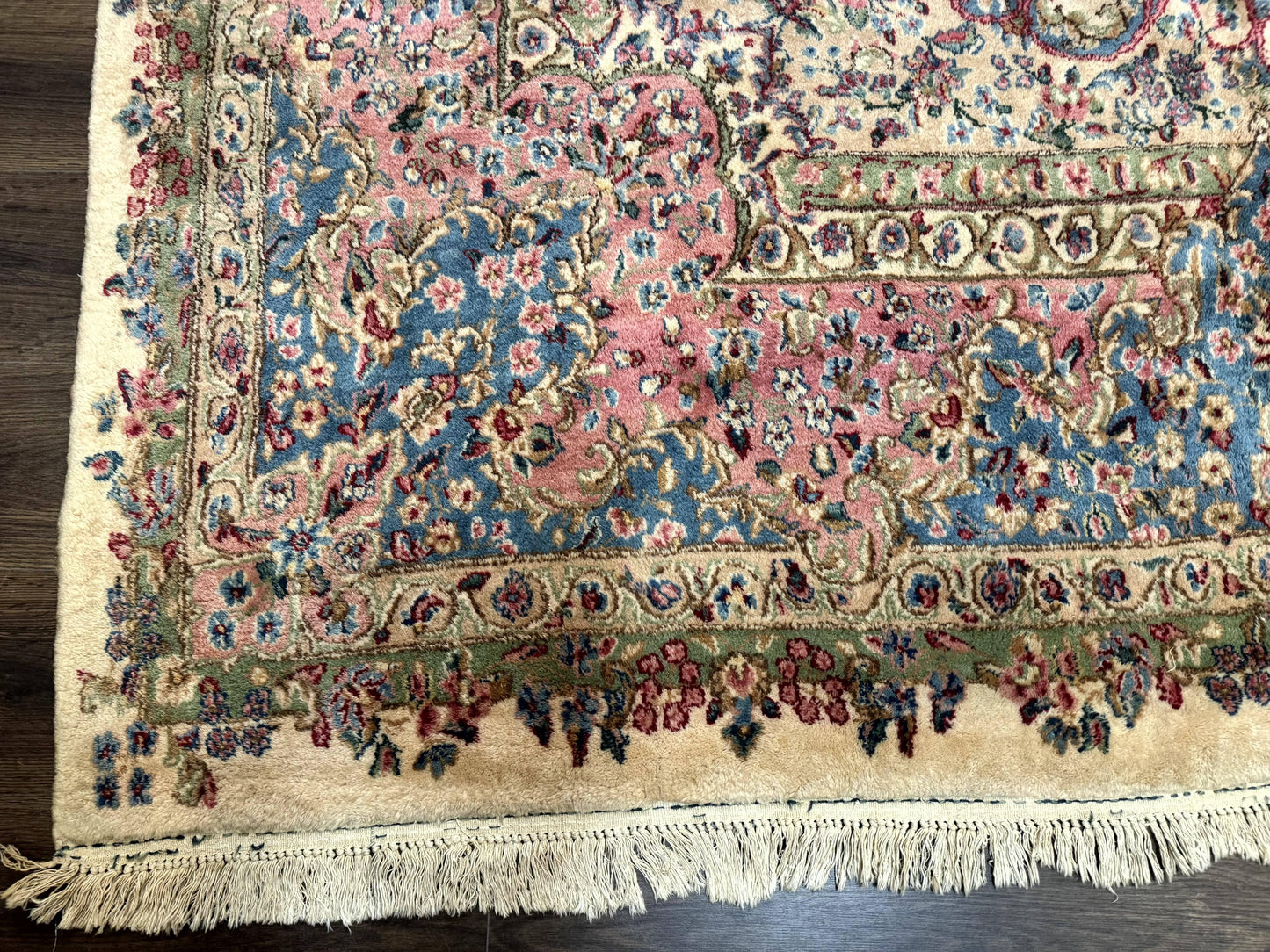 Palace Size Persian Kerman Rug 11x20 ft, Very Fine 340 KPSI, Vintage Oversized Wool Handmade Large Persian Carpet, Beige Light Blue Pink - Nuvé