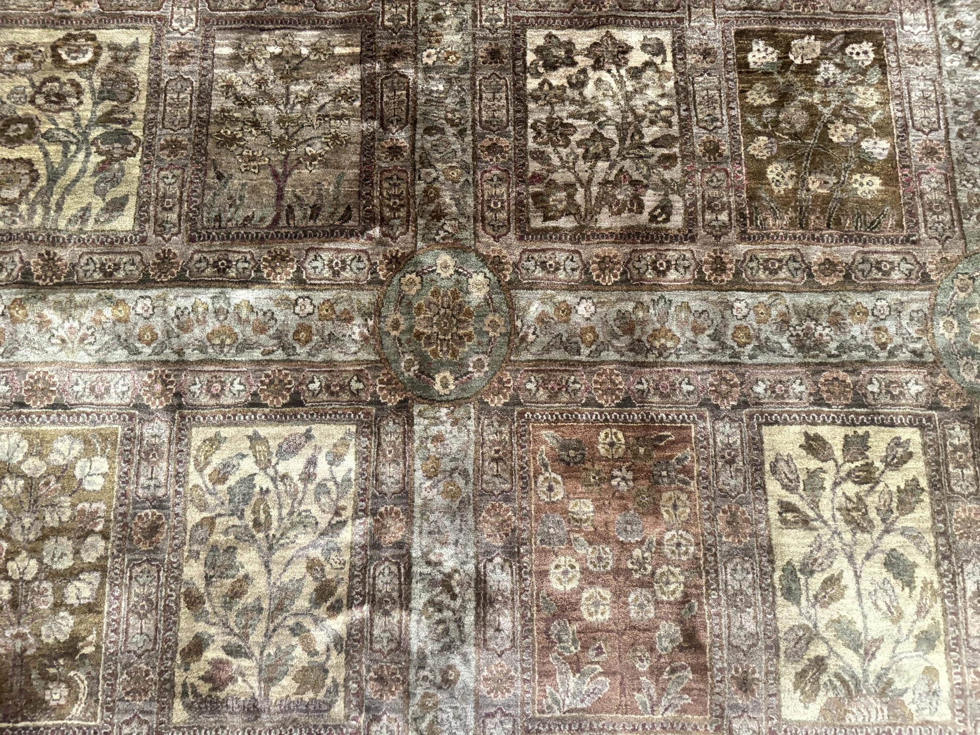 Large Indian Wool Rug 12x14, Wool Handmade Panel Design Carpet, Traditional, Palace Size - Nuvé
