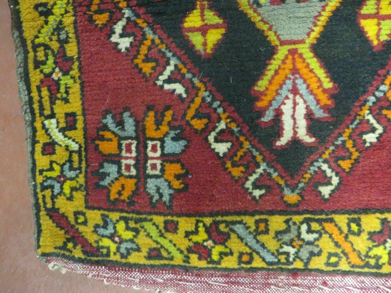 19" X 42" Antique Handmade Turkish Colorful Oushak Oshak Yastik Wool Rug Mat - Nuvé