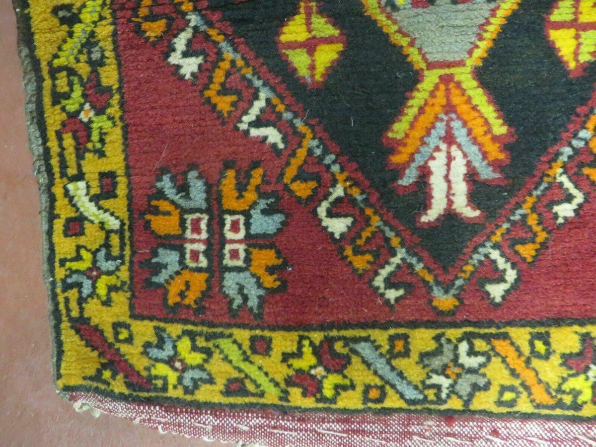 19" X 42" Antique Handmade Turkish Colorful Oushak Oshak Yastik Wool Rug Mat