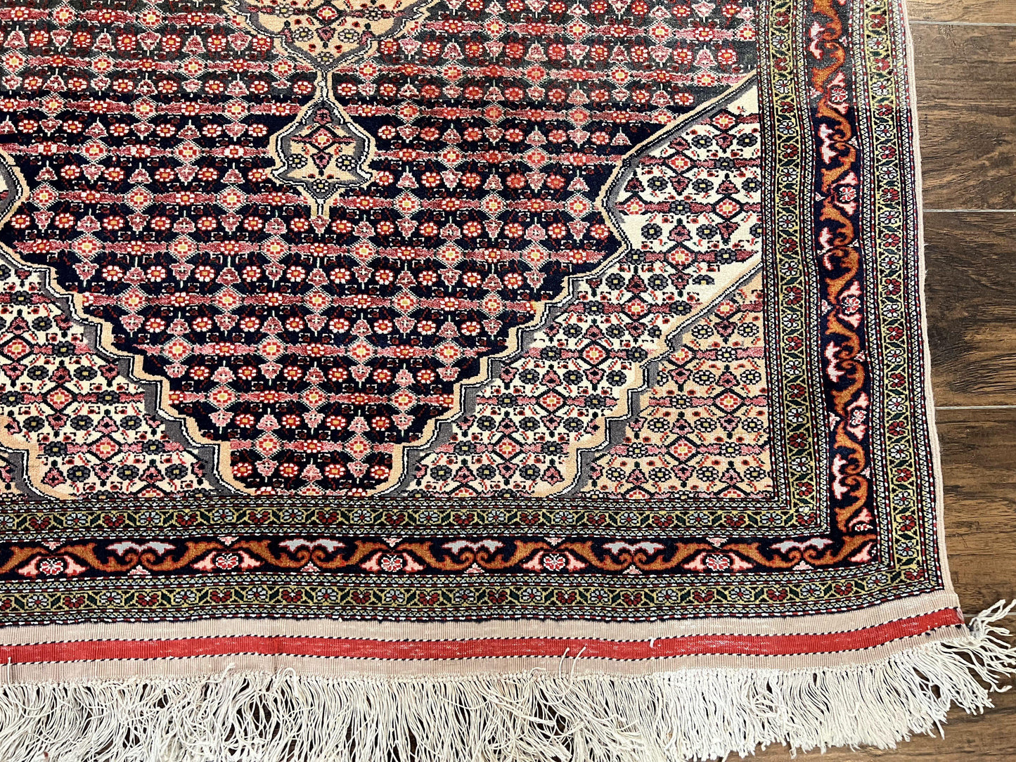 Afghan Rug 4x5, Wool with Silk Highlights, Very Fine Hand Knotted Vintage Oriental Carpet, Herati Pattern, Persian Rug, Bidjar Rug, 400 KPSI - Nuvé