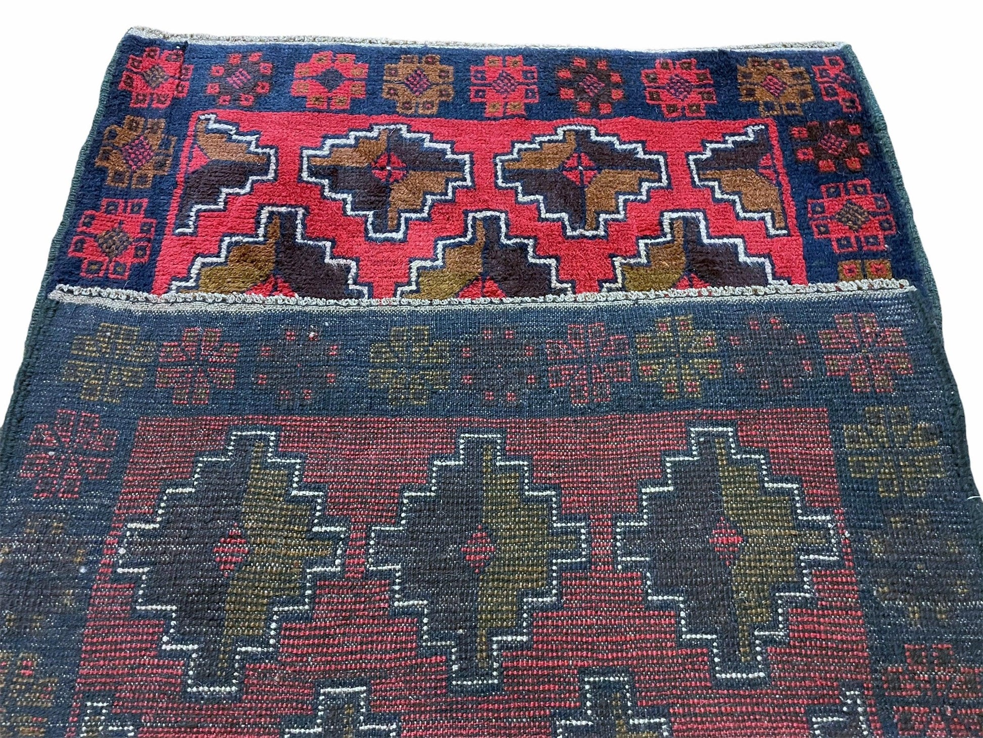 3' X 4' 7" Vintage Handmade Tribal Wool Rug Balouchi Rug Afghan Rug Red Brown - Nuvé