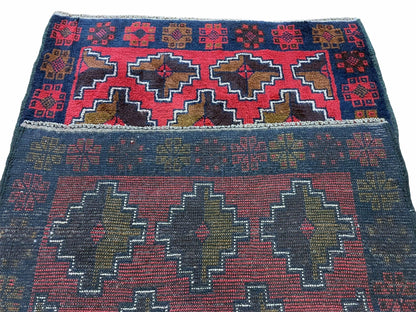 3' X 4' 7" Vintage Handmade Tribal Wool Rug Balouchi Rug Afghan Rug Red Brown - Nuvé