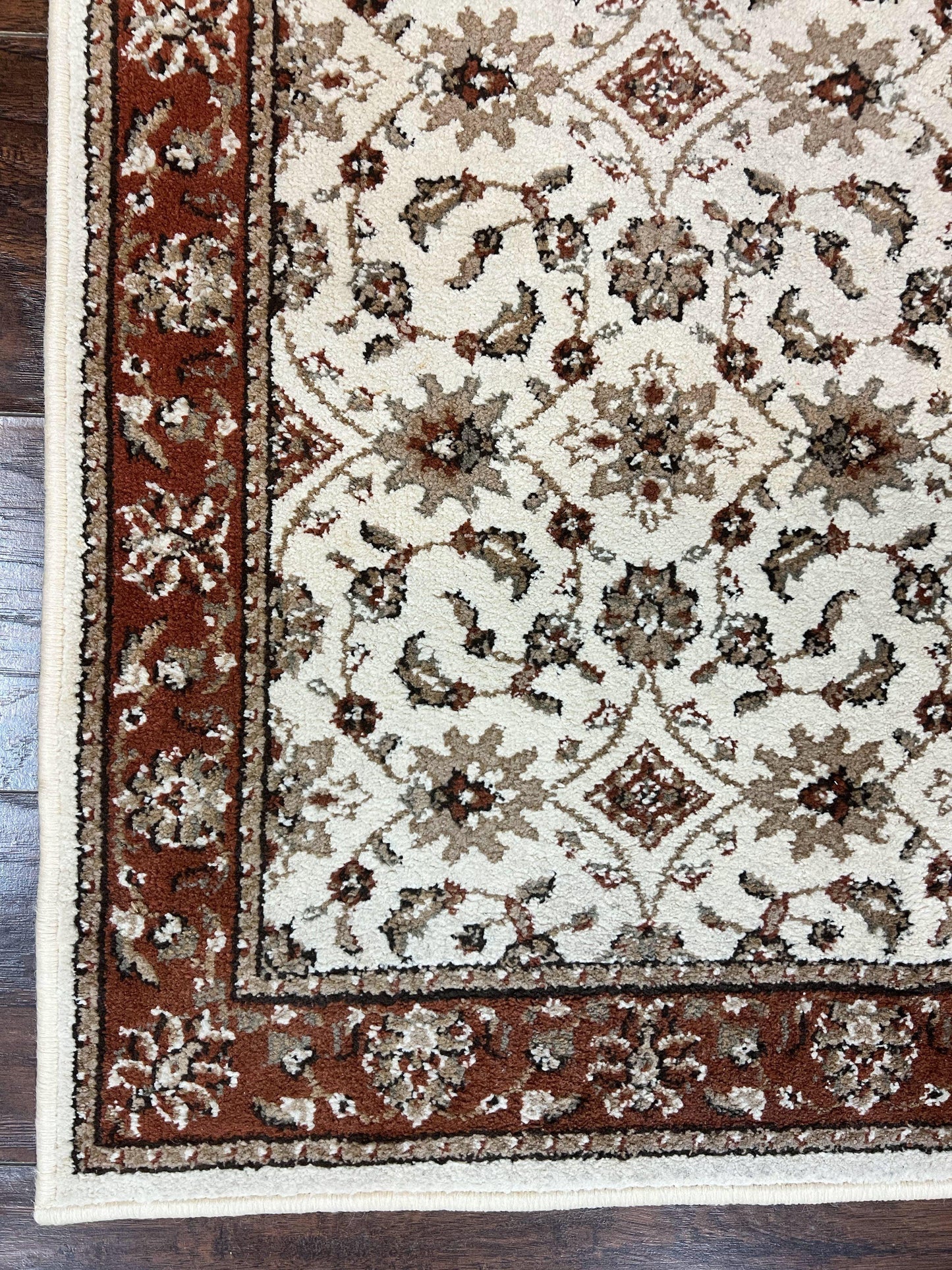 Runner Rug 2 x 7.6, Skinny Runner, Oriental Rug for Hallway, Ivory & Rust Red, Floral Allover - Nuvé