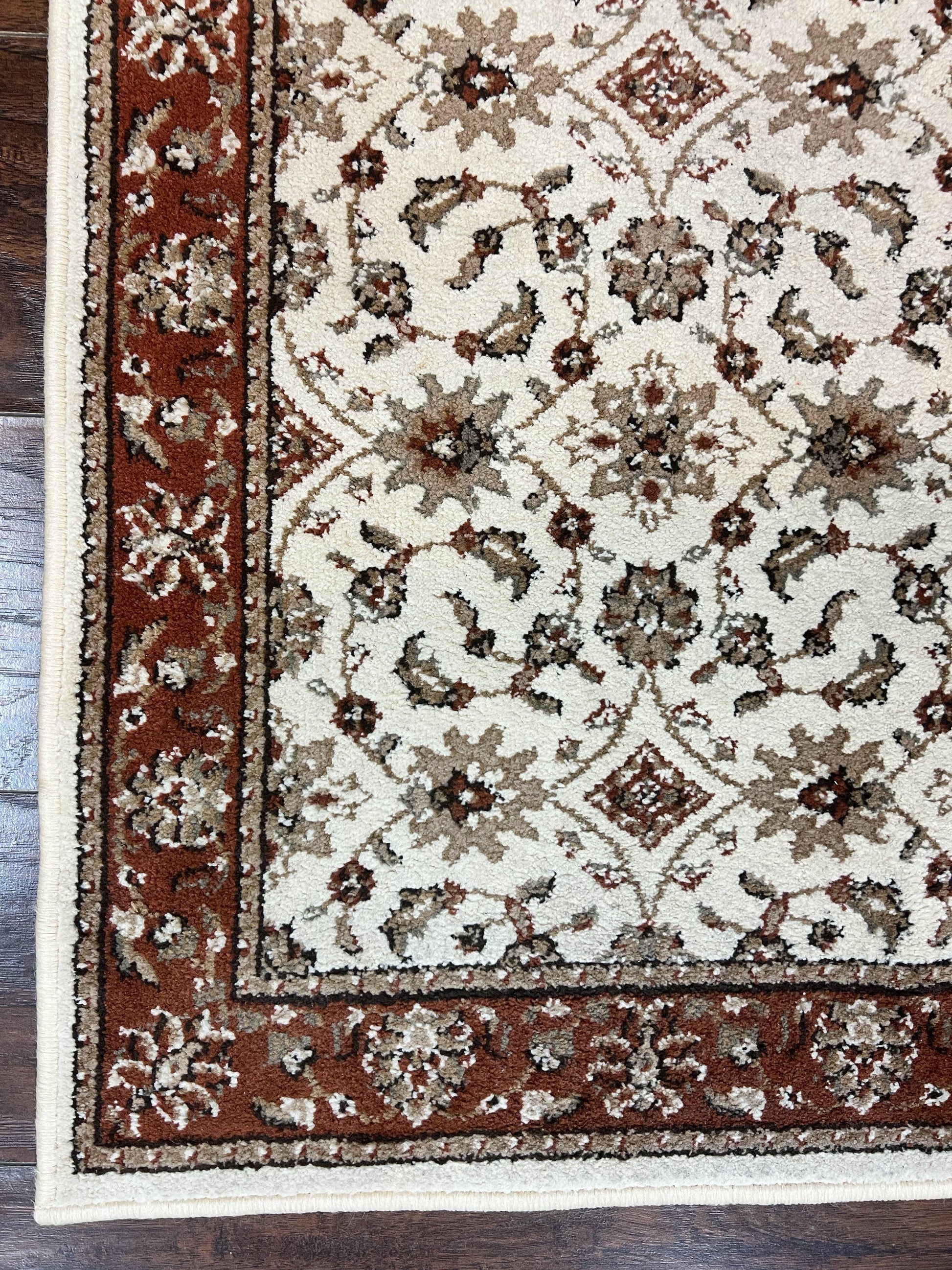 Runner Rug 2 x 7.6, Skinny Runner, Oriental Rug for Hallway, Ivory & Rust Red, Floral Allover - Nuvé