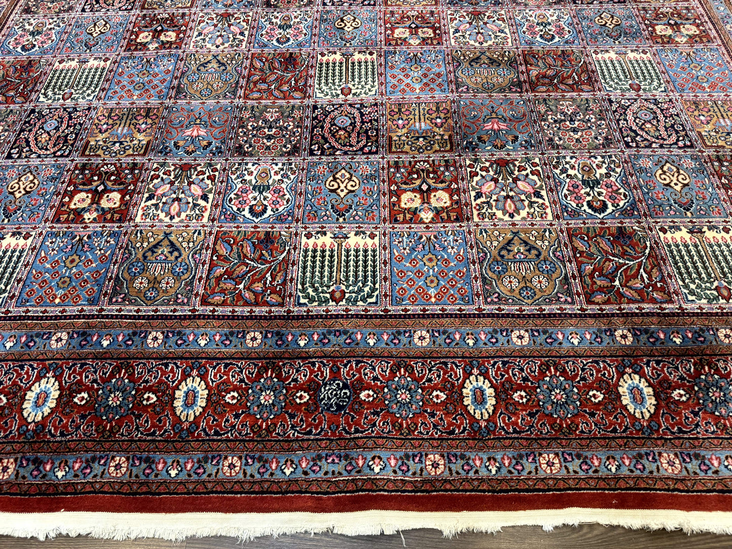 Wonderful Persian Qum Rug 10x13, Panel Design, Fine 260 KPSI, Signed, Red Multicolor - Nuvé