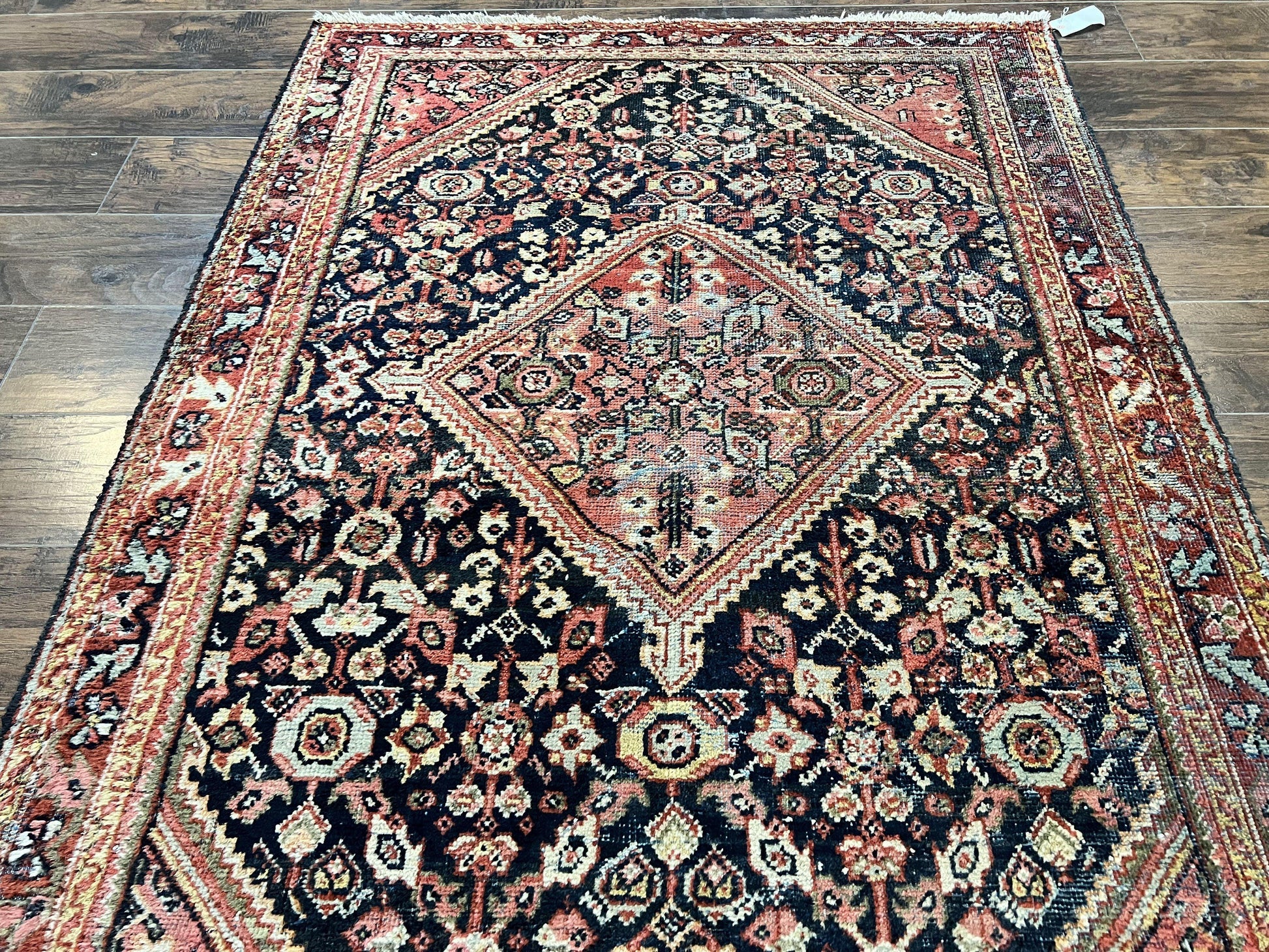 Antique Persian Mahal Rug 4x7, Wool Hand Knotted Tribal Geometric Carpet - Nuvé