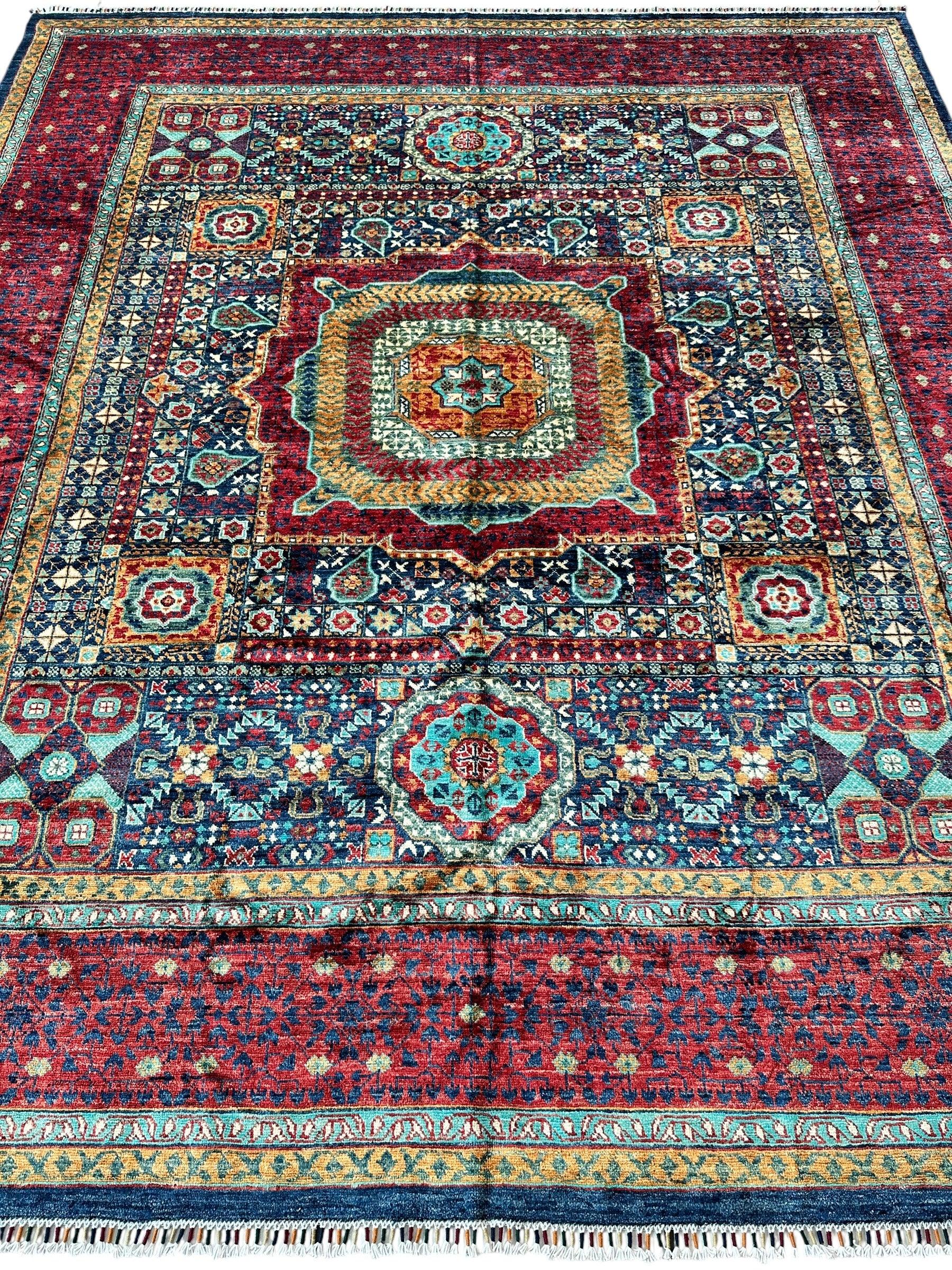Hand-Knotted Mamluk Wool Rug – 8'4" x 9'9" – Intricate Geometric Masterpiece - Nuvé