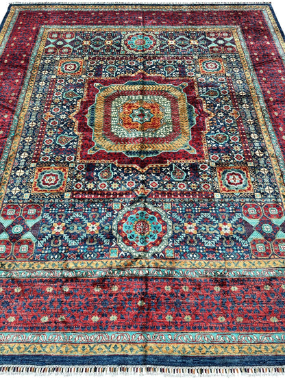 Hand-Knotted Mamluk Wool Rug – 8'4" x 9'9" – Intricate Geometric Masterpiece - Nuvé