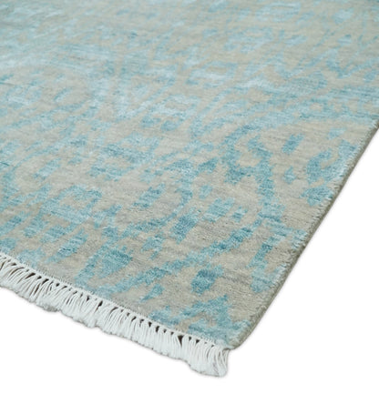 2.6x8 Fine Hand Knotted Camel and Blue Traditional Vintage Persian Style Antique Wool and Silk Rug | AGR26 - Nuvé