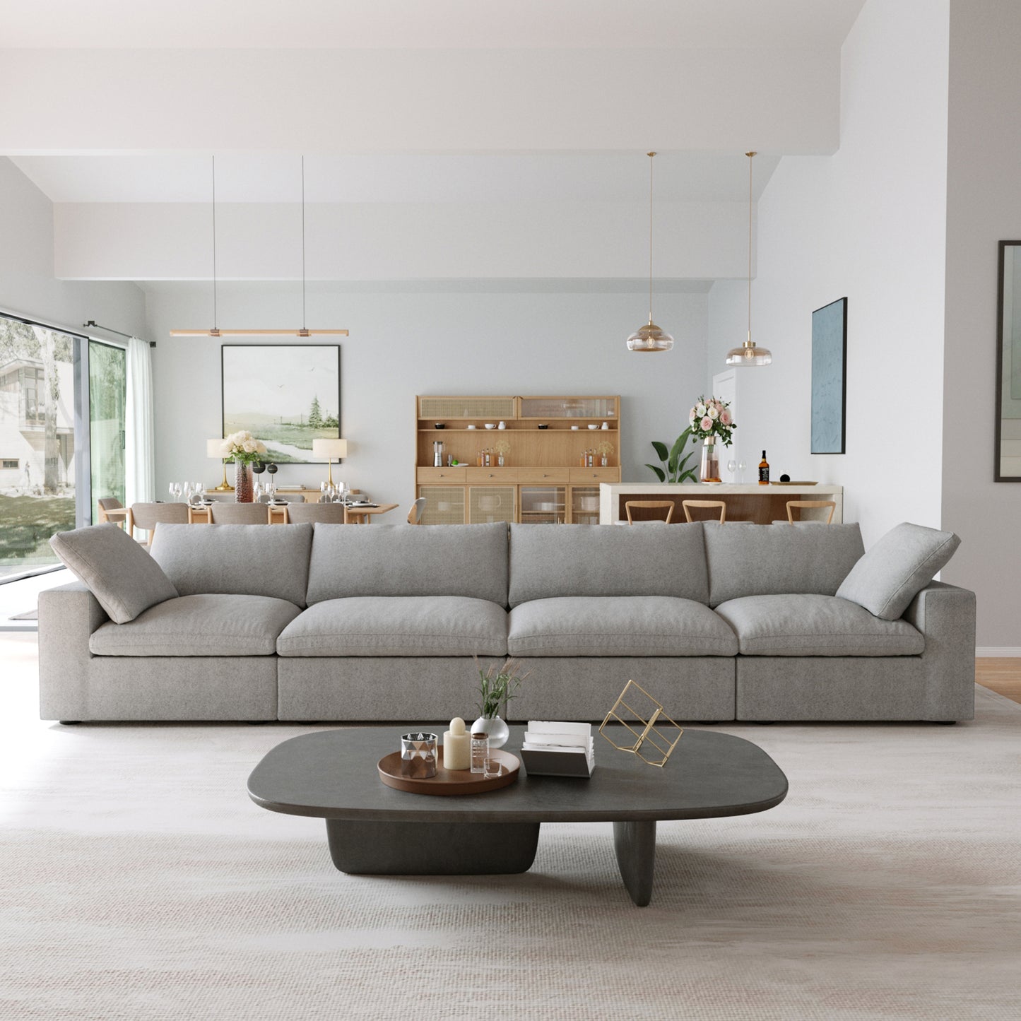 Nuvé® Solace Modular Bouclé Cloud Sofa - Space Grey - 4-Seater Sofa - Nuvé
