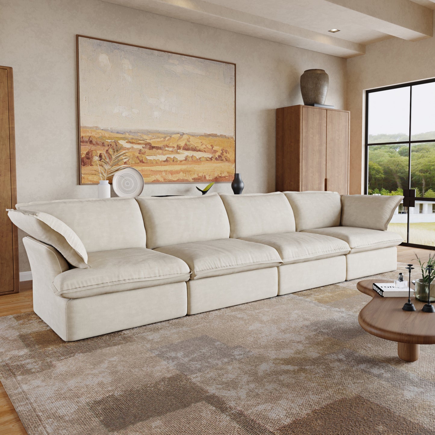Sabi Modular Boucle Cloud Sofa - Beige - 4-Seater Sofa - Nuvé