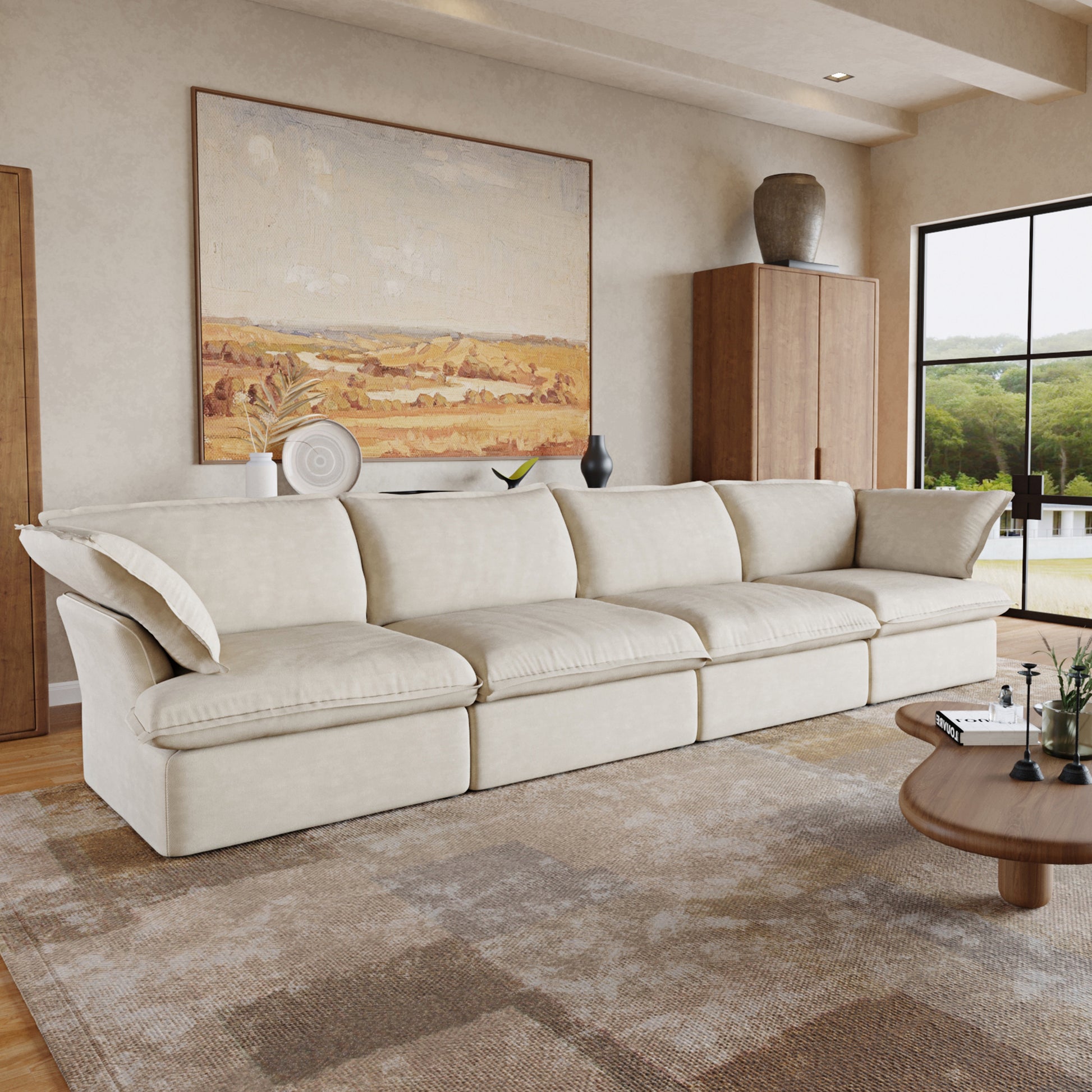 Sabi Modular Boucle Cloud Sofa - Beige - 4-Seater Sofa - Nuvé